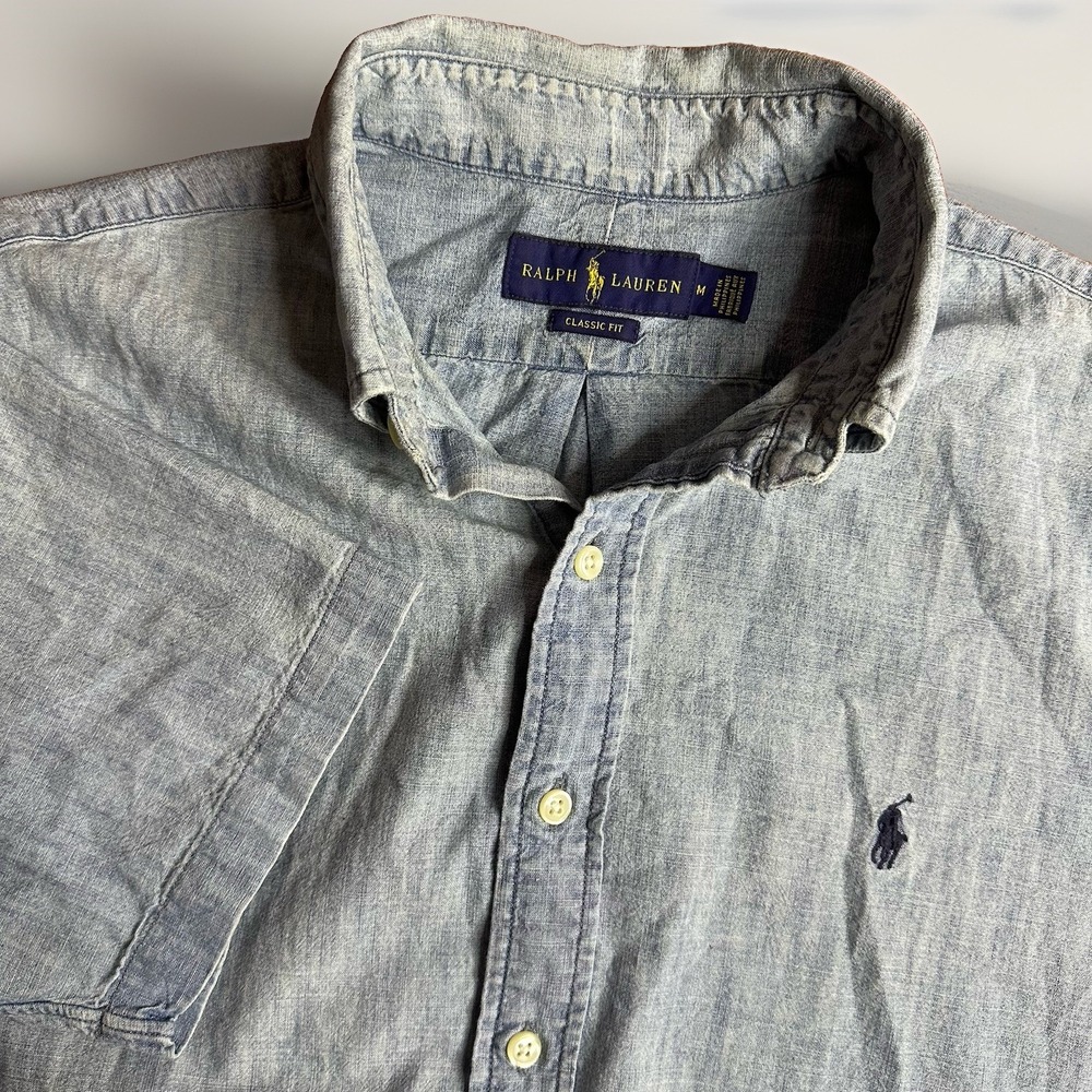 Polo Ralph Lauren Denim Chambray Shirt Men's Medium Classic Fit OCBD Pony
